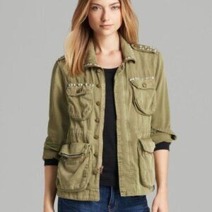 Current/Elliott Women's Green The Lone Soldier Studded Jacket Size 0 (XS)